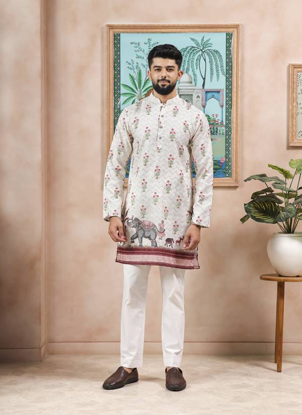 Rani Pink Zari Woven Terry Rayon Mens Shirt