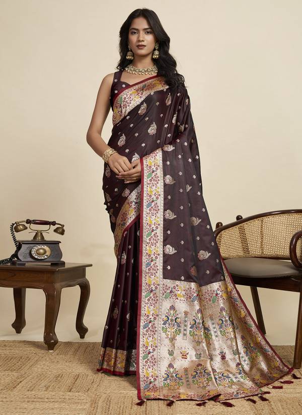 Burnt Orange Resham Thread Velvet Ethnic Wear Ensemble