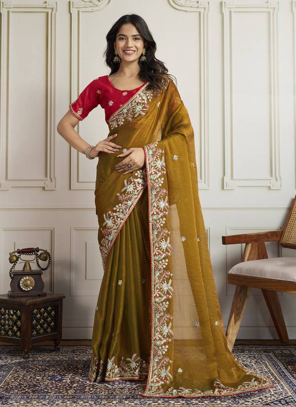 Powder Blue Zari Woven Silk Blend Festival Wear Outfit