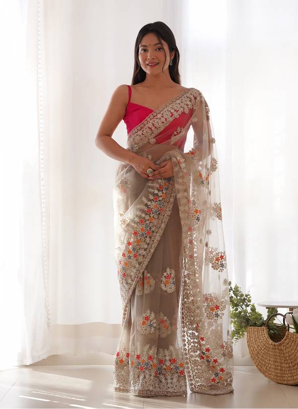 Olive Green Stone Work Art Silk Readymade Ethnic Wear Set