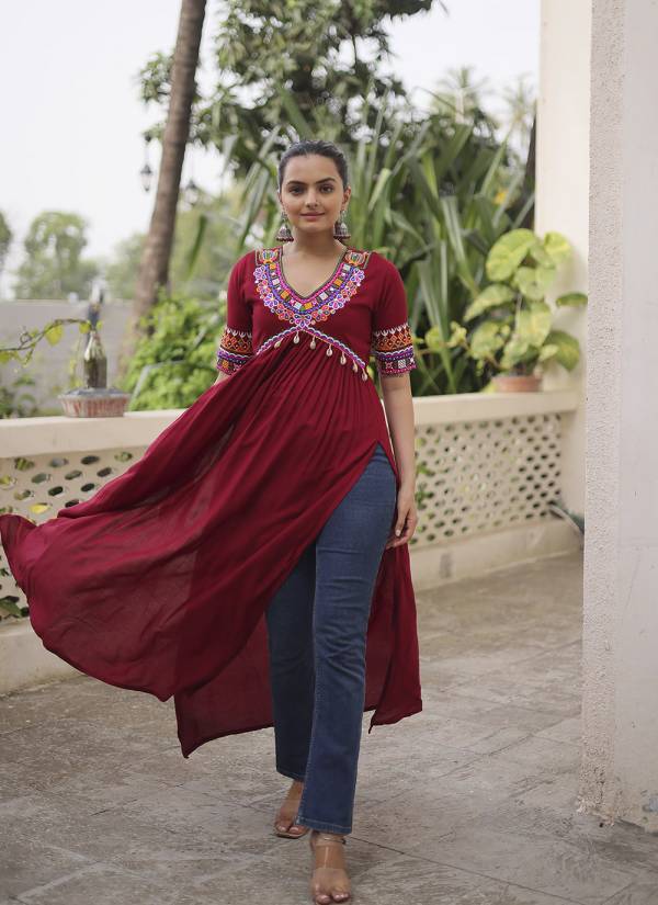 Turquoise Stone Work Muslin Designer Kurti