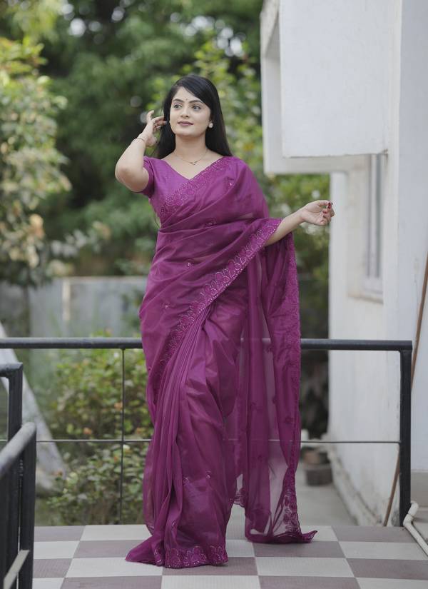 Powder Blue Hand Block Printed Crepe Silk Saree