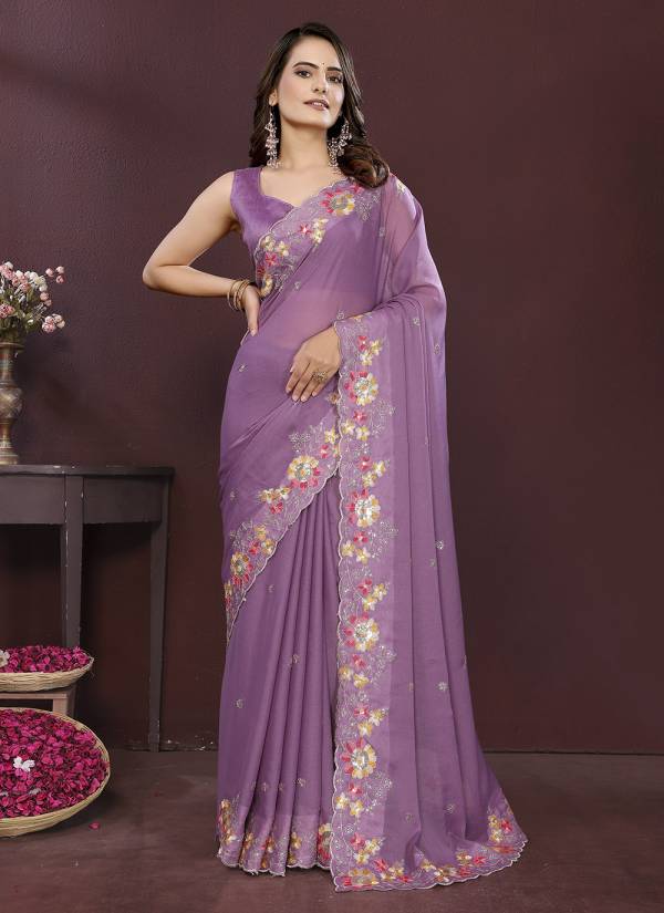 Off White Hand Block Printed Georgette Readymade Ethnic Wear Set