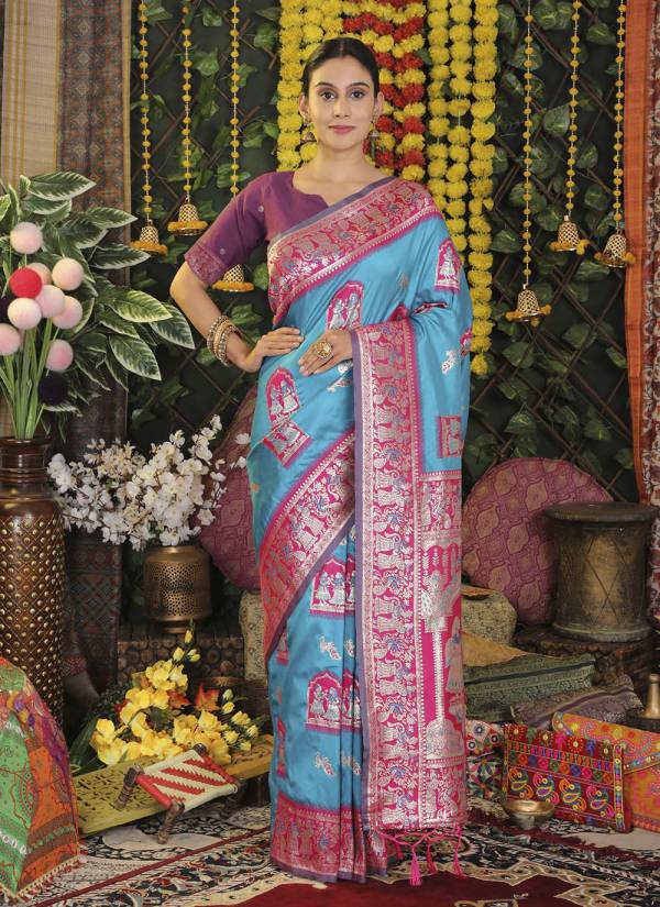 Midnight Black Resham Thread Velvet Ethnic Wear Ensemble