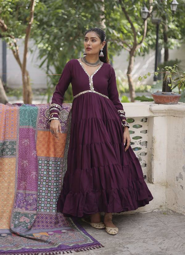 Royal Blue Kundan Work Tissue Indo Western Gown