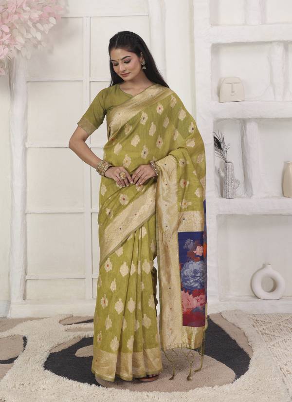 Silver Grey Zari Woven Pure Silk Printed Saree