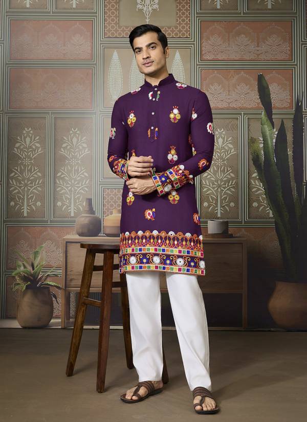 Emerald Green Resham Thread Cotton Kurta Pajama Set