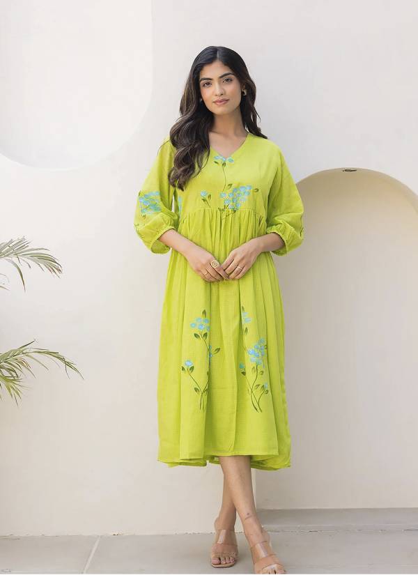Midnight Black Hand Block Printed Viscose Designer Kurti