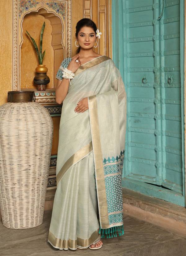 Purple Velvet Hand Block Printed Crepe Party Wear Saree