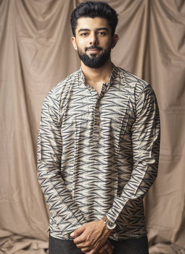 Mustard Yellow Resham Thread Terry Rayon Mens Kurta