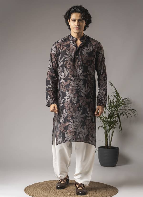 Turquoise Stone Work Khadi Mens Kurta