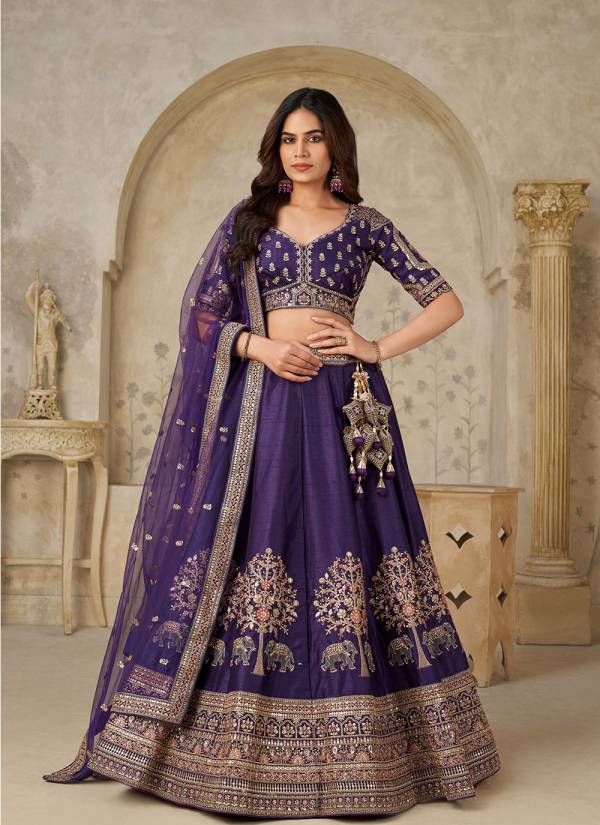Magenta Gota Patti Bridal Silk Wedding Lehenga