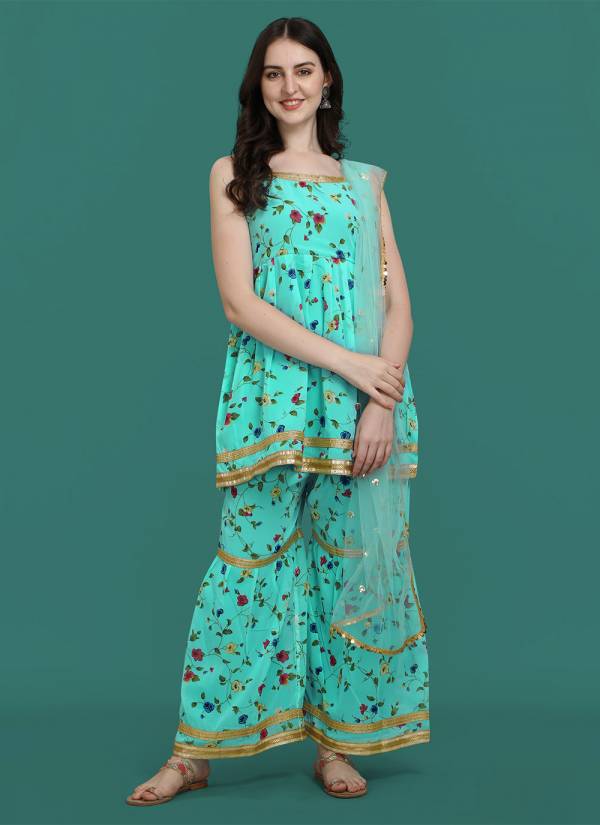 Sea Green Stone Work Art Silk 3 Piece Pakistani Suit