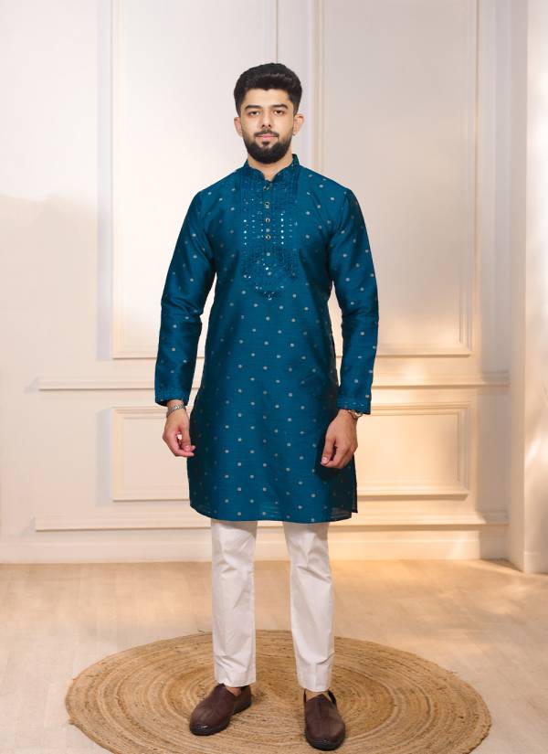Midnight Black Resham Thread Terry Rayon Sherwani