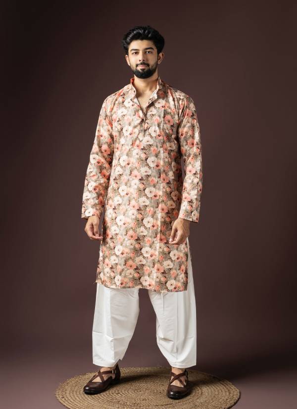 Wine Red Hand Block Printed Brocade Sherwani