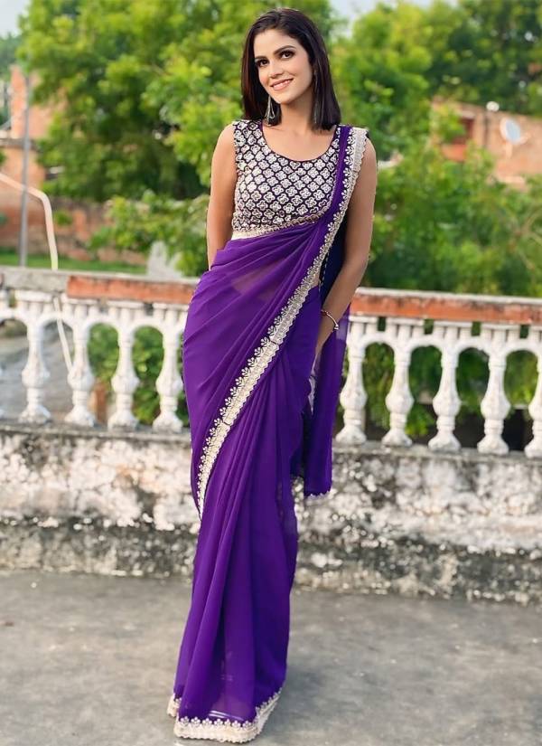 Champagne Gold Hand Block Printed Organza Party Wear Saree