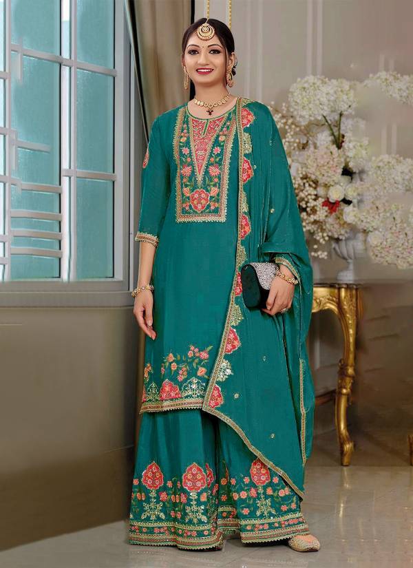 Midnight Black Hand Block Printed Art Silk Salwar Kameez Suit