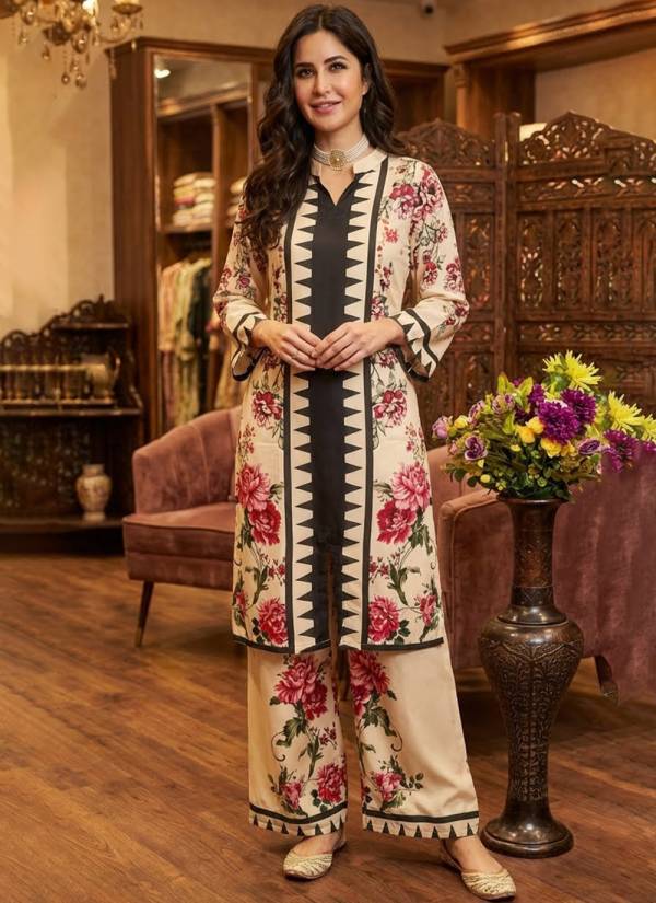 Teal Blue Resham Thread Silk Printed Kurti