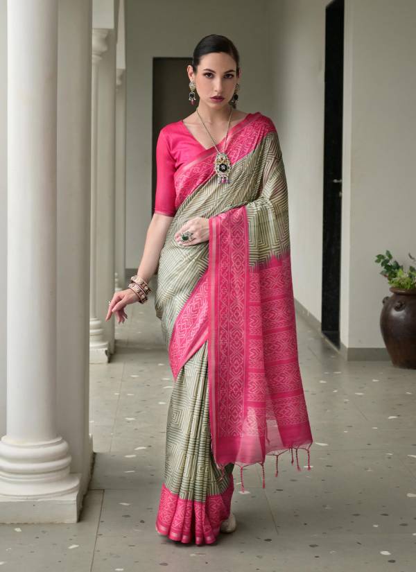 Turquoise Hand Block Printed Crepe Wedding Saree