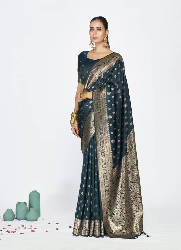 Midnight Black Zari Woven Crepe Silk Saree