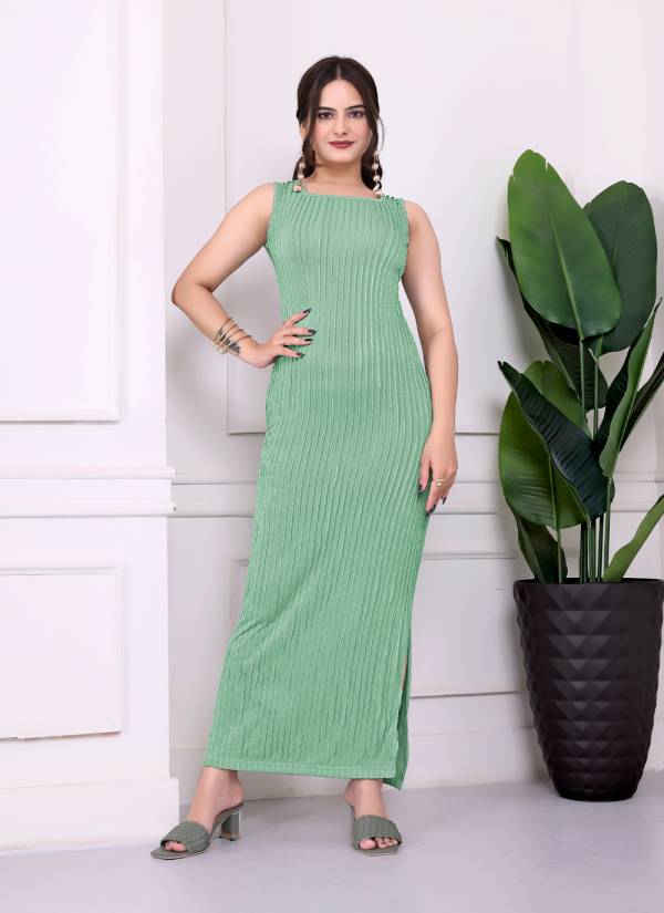 Champagne Gold Thread Embroidered Silk Blend Western Dress