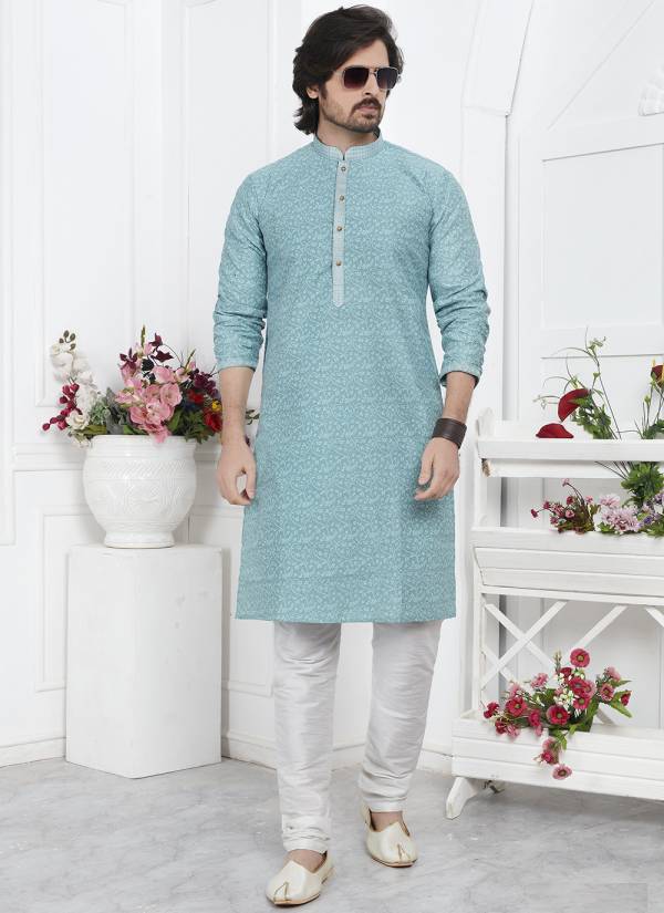 Wine Red Stone Work Silk Blend Mens Kurta