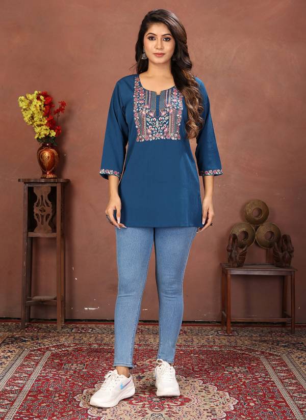 Silver Grey Hand Block Printed Silk Embroidered Kurti