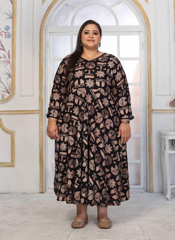 Magenta Thread Embroidered Crepe Printed Kurti