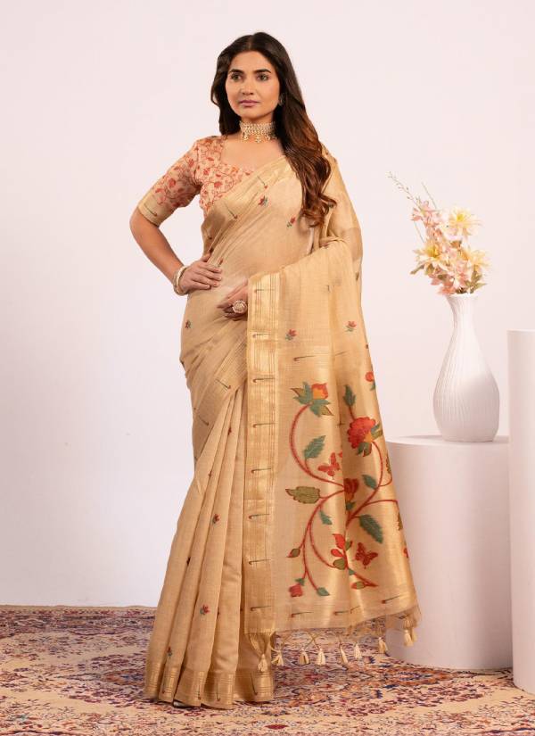 Royal Blue Thread Embroidered Velvet Banarasi Silk Saree