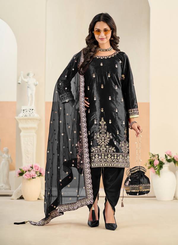 Golden Ivory Resham Thread Georgette Punjabi Suit