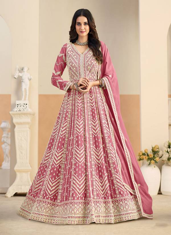 Classic Beige Resham Thread Georgette Salwar Kameez Suit