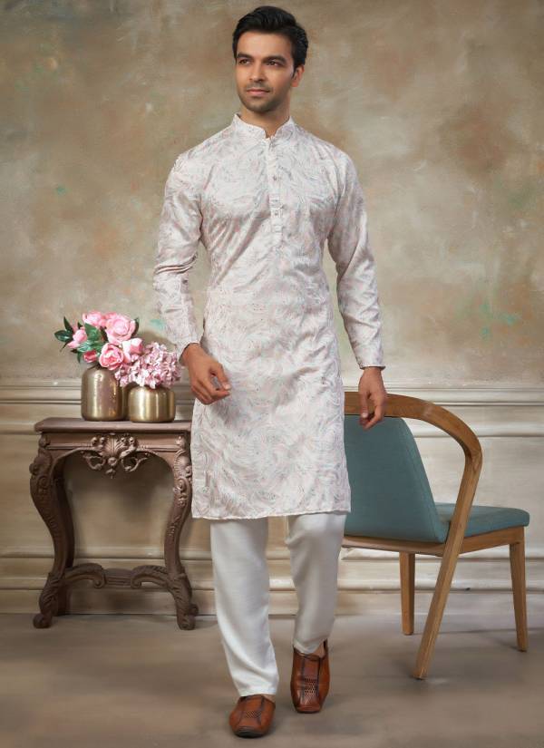 Powder Blue Zari Woven Linen Mens Waistcoat Set