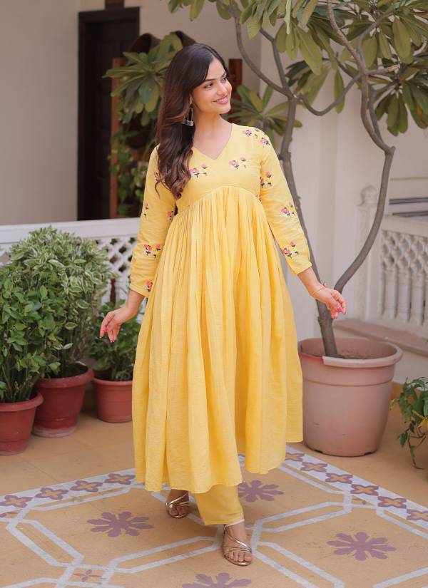 Silver Grey Resham Thread Rayon Anarkali Kurti