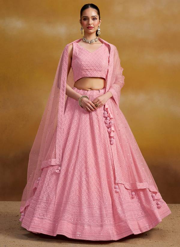 Mustard Yellow Kundan Work Raw Silk Party Wear Lehenga