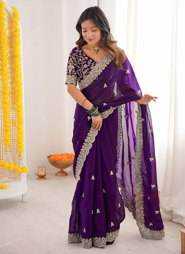 Sea Green Stone Work Net Cotton Saree