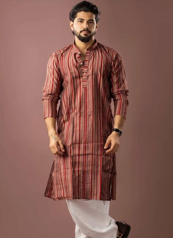Rani Pink Resham Thread Brocade Mens Waistcoat Set