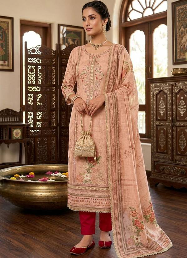 Purple Velvet Thread Embroidered Silk Blend Jaipuri Suit