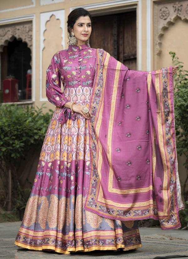 Powder Blue Kundan Work Velvet Party Wear Gown