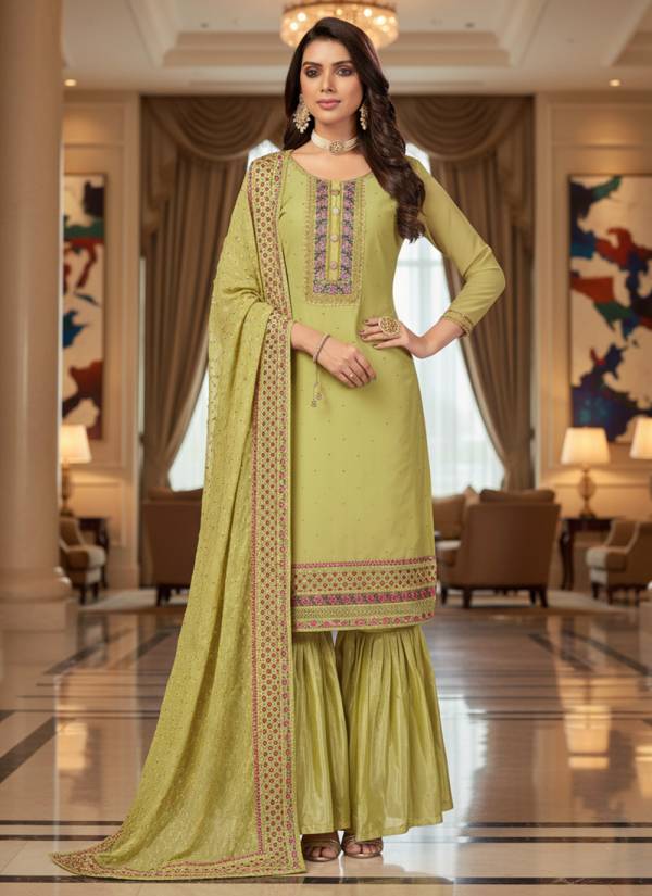 Golden Ivory Hand Block Printed Georgette 2 Piece Pakistani Suit