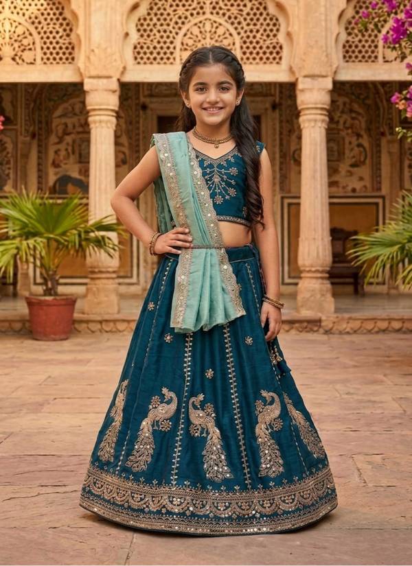 Coral Peach Digital Printed Brocade Designer Lehenga