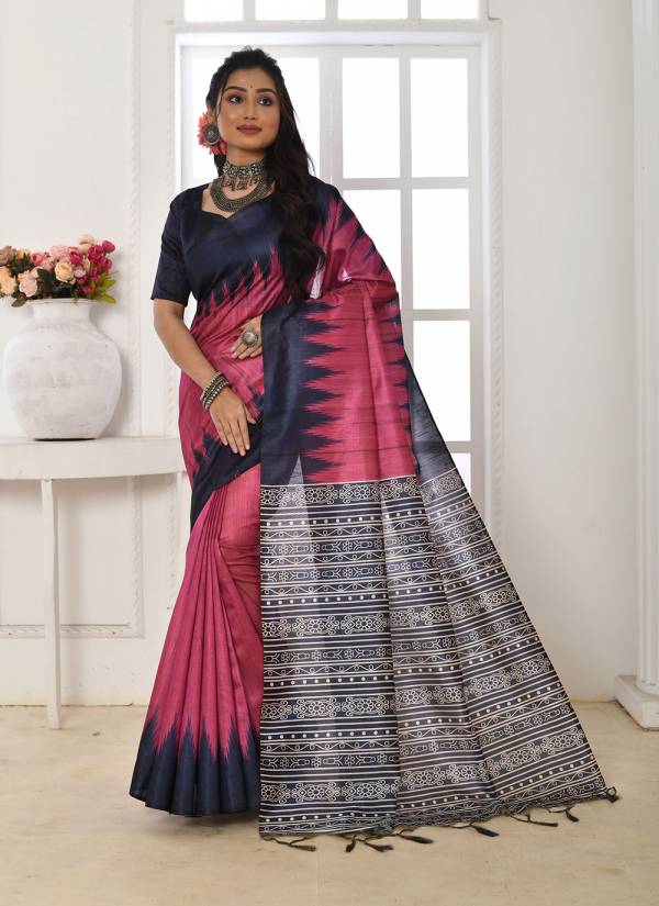 Burnt Orange Thread Embroidered Art Silk Party Wear Saree