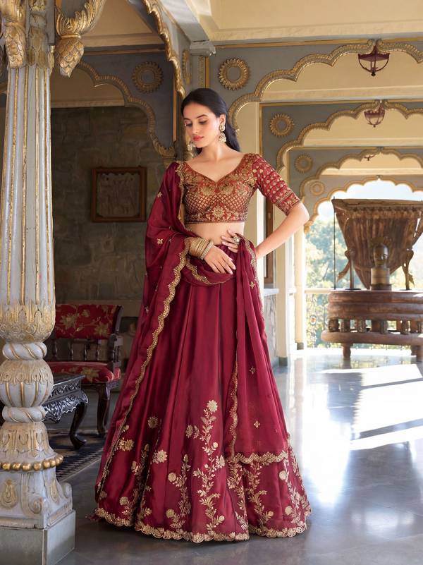 Sea Green Sequence Work Velvet Bridal Lehenga