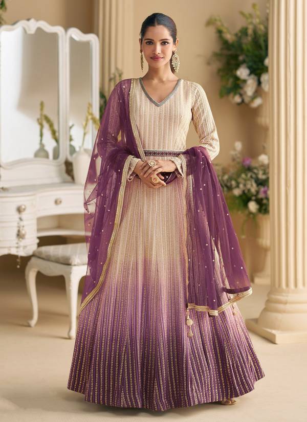 Fuchsia Thread Embroidered Silk Blend Designer Suit Set