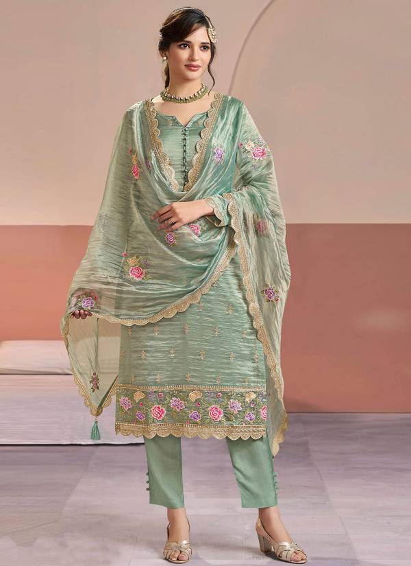 Magenta Hand Block Printed Art Silk Printed Suit