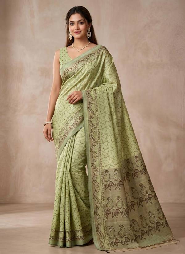 Classic Beige Resham Thread Crepe Silk Saree