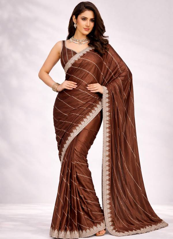 Turquoise Stone Work Net Party Wear Saree