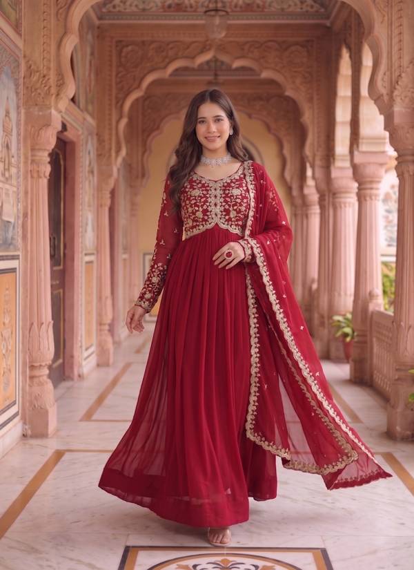 Sea Green Zardozi Embellished Tissue Anarkali Gown