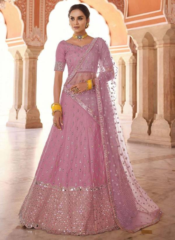 Wine Red Sequence Work Tissue Silk Indo Western Lehenga