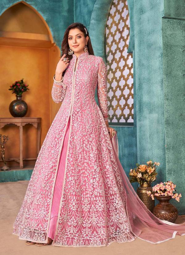Royal Blue Thread Embroidered Silk Blend Salwar Kameez Suit