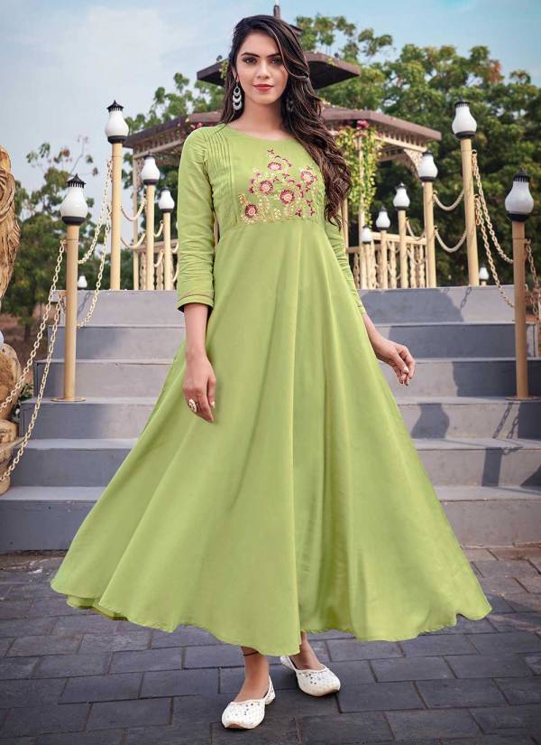 Emerald Green Zari Woven Crepe Embroidered Kurti